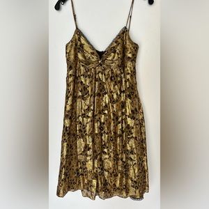 Nicole Miller Collections gold cocktail dress, lined, size 6 and 36 inch…